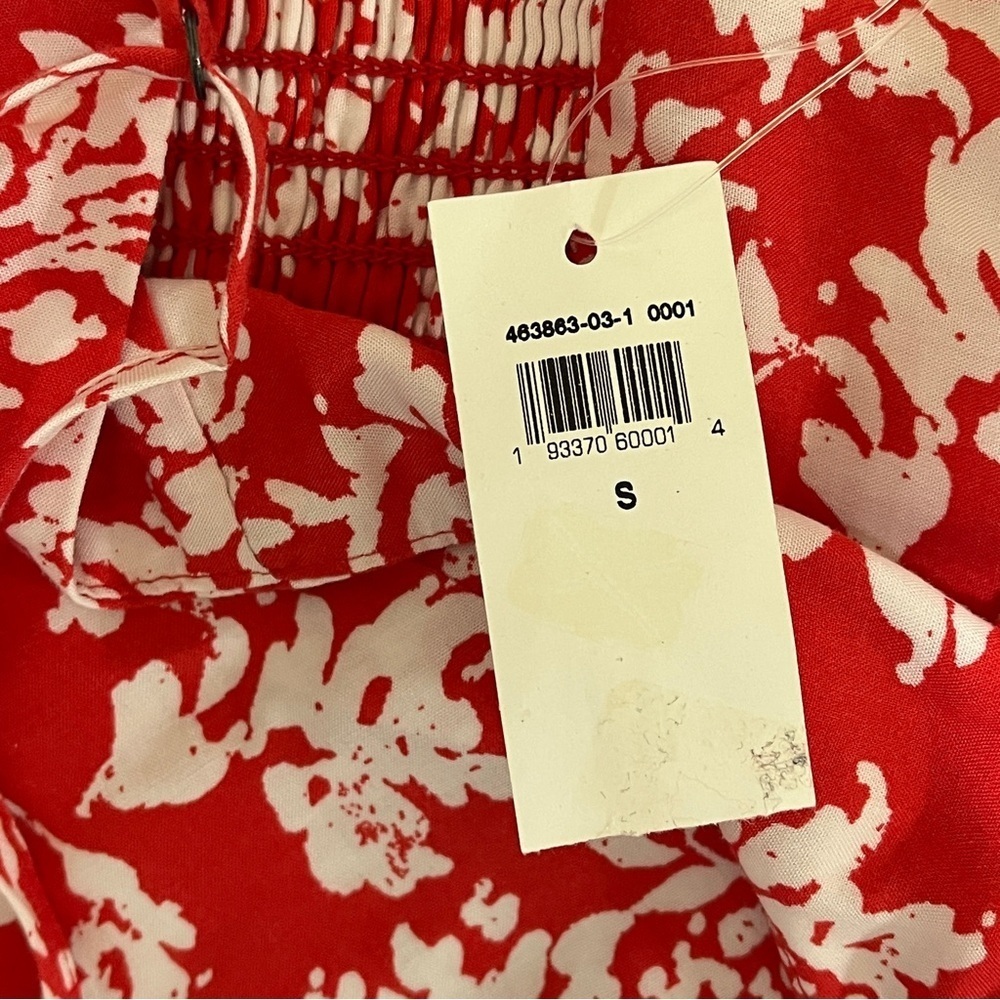 GAP Red White Floral Mini Dress Small NWT Fit Flare Spaghetti Strap Smocked Back - Picture 8 of 12